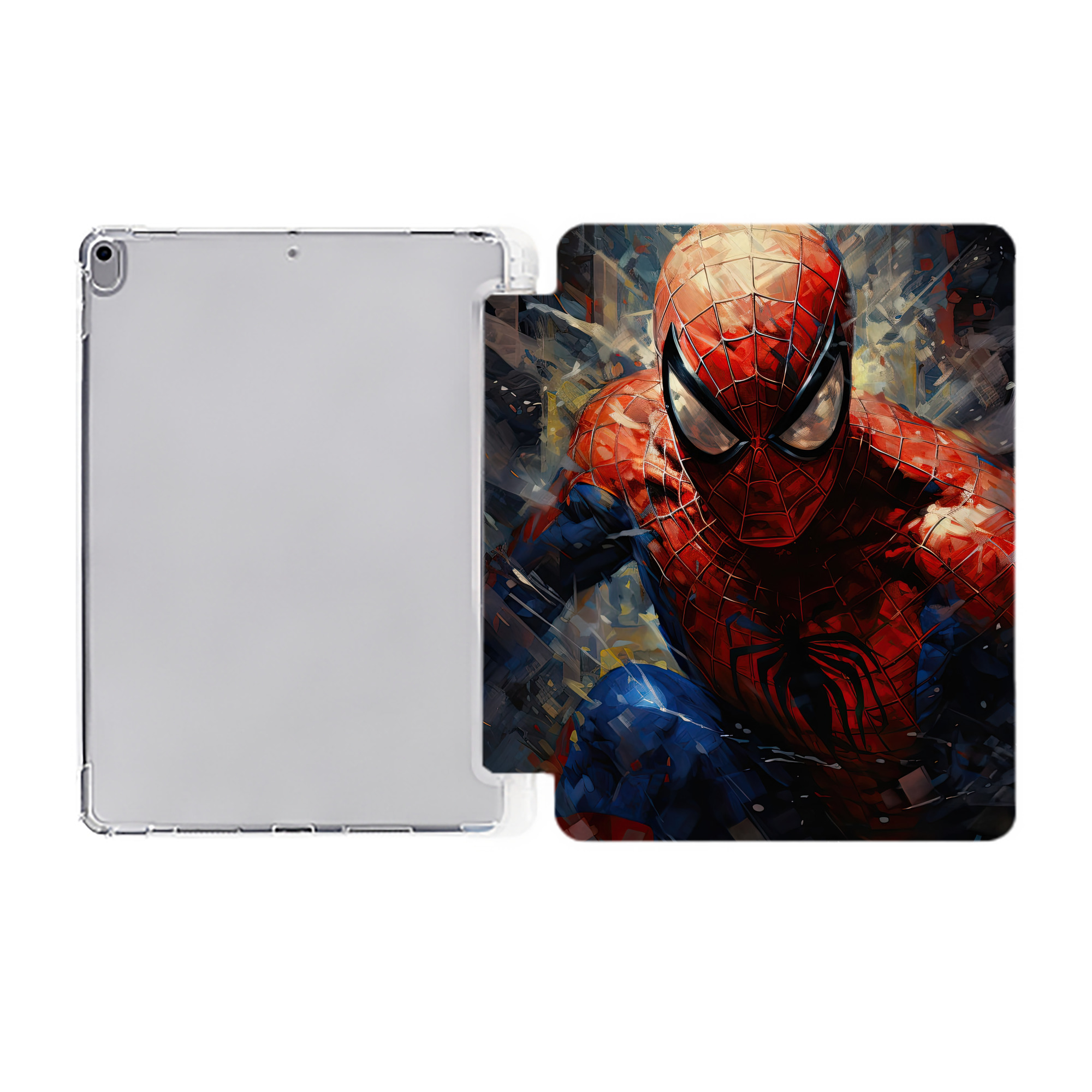 （画像用） Spider Man スパイダーマン IPad ケース ペン収納付き 三つ折りスタンド PUレザー×シリコン 対応機種9.5/10.5/10.9インチ